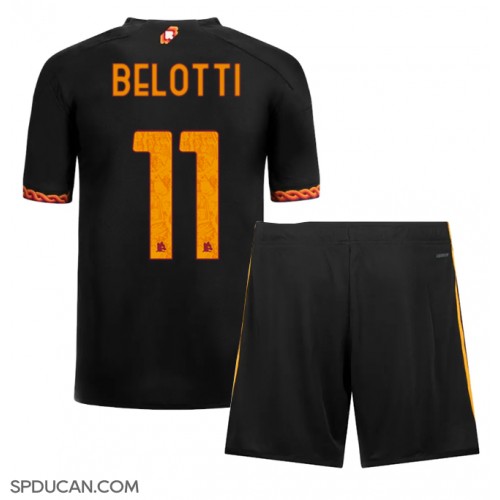 Dječji Nogometni Dres AS Roma Andrea Belotti #11 Rezervni 2023-24 Kratak Rukav (+ Kratke hlače)